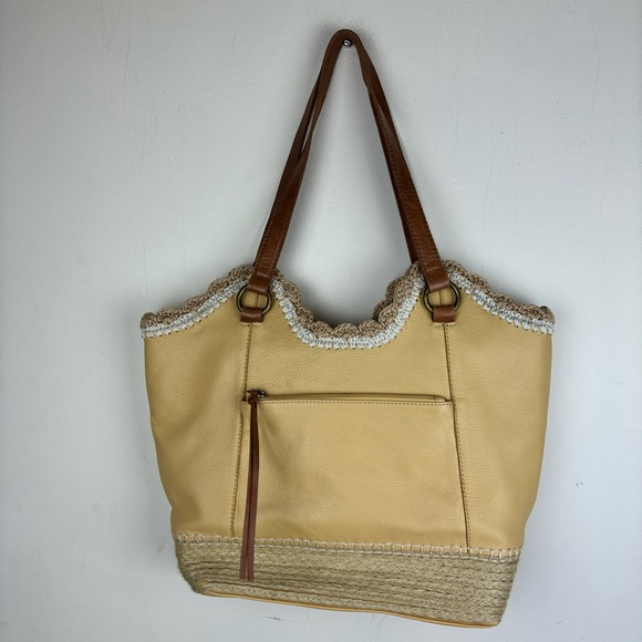 The SAK “Sierra” shoulder bag-Buttercup Espadrille leather w/crochet trim - Picture 5 of 16